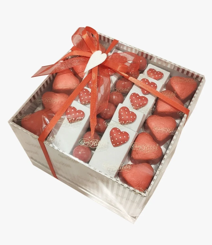 Valentine Red Hearts Chocolate Box by Chez Hilda