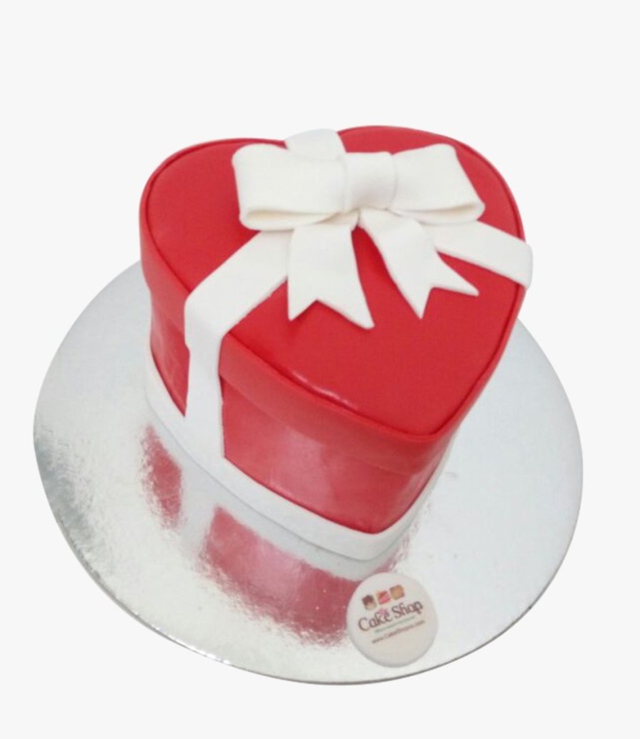  Red Heart with White Bow Cake by The Cake Shop 