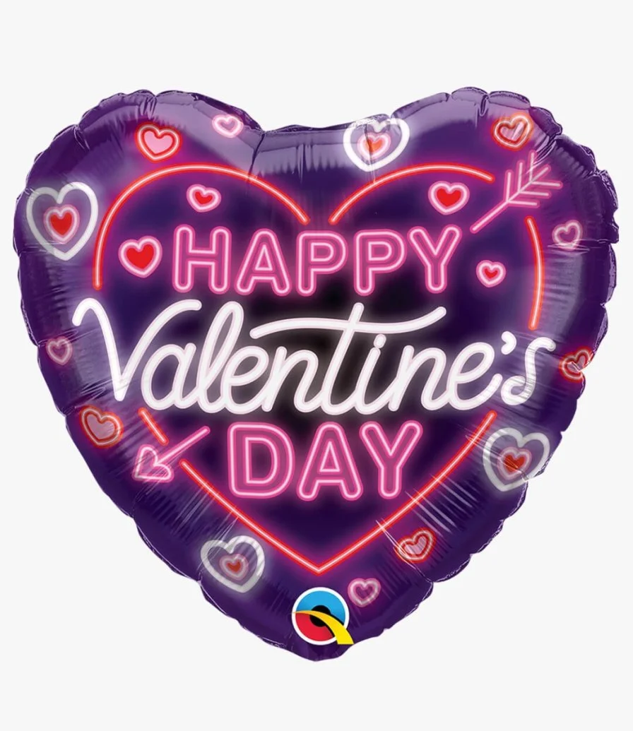 Valentines Day Neon Glow Foil Heart Balloon