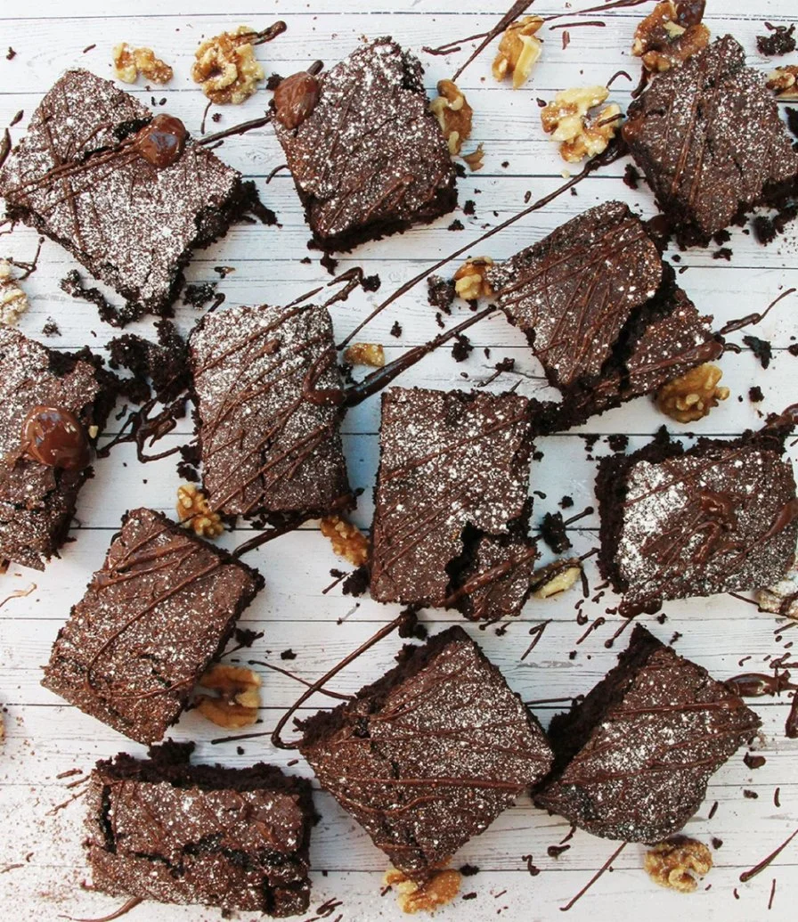 Vegan Chocolate & Walnut Brownies By The Bottled Baking Co