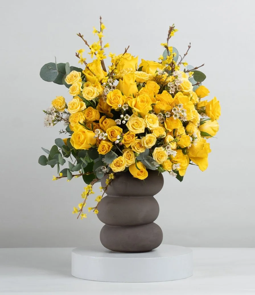 Vibrant Yellow Roses Flower Arrangement