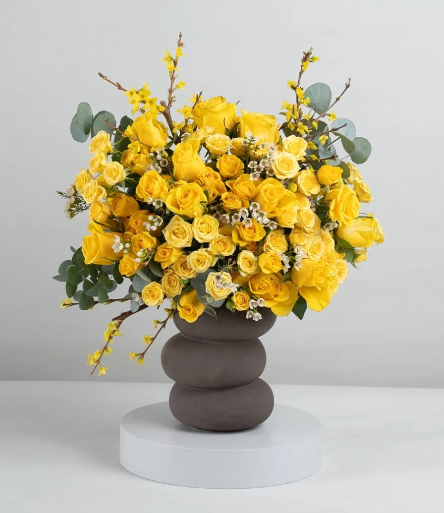 Vibrant Yellow Roses Flower Arrangement