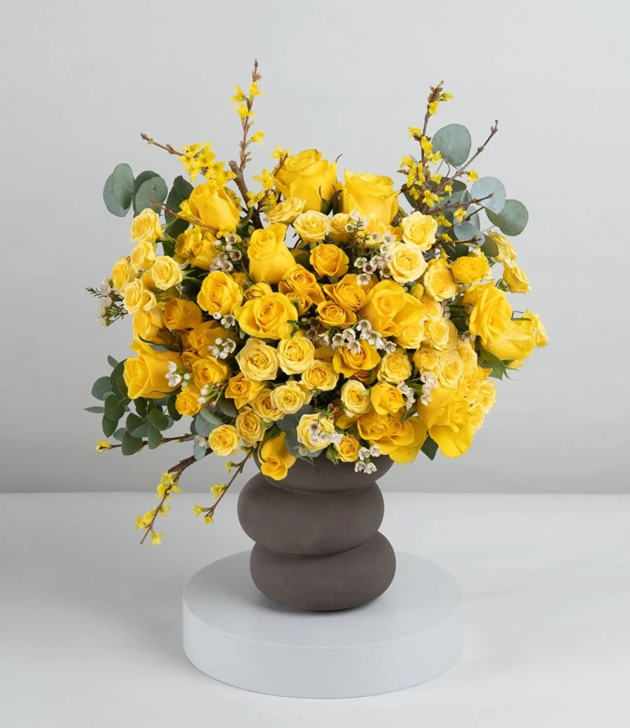 Vibrant Yellow Roses Flower Arrangement