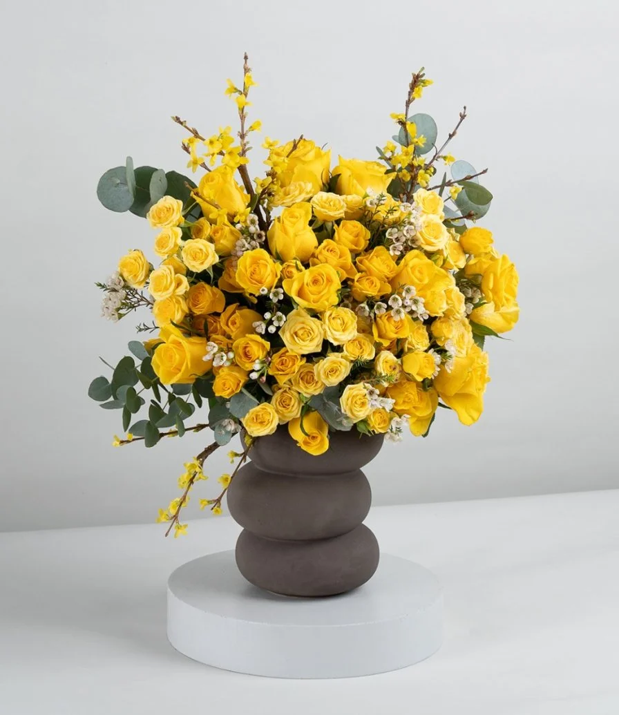 Vibrant Yellow Roses Flower Arrangement