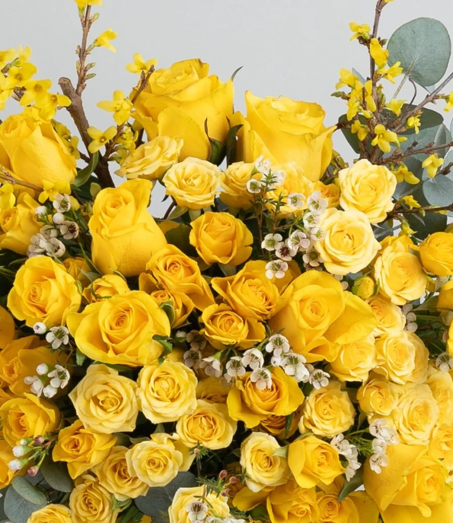 Vibrant Yellow Roses Flower Arrangement