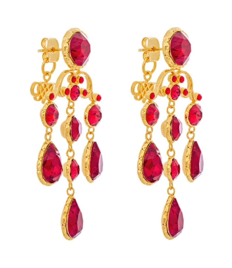 Victoria Earrings - Scarlet Red By Lily & Rose
