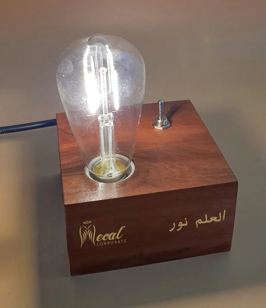 Vintage Lamp on Wooden Base by Mecal