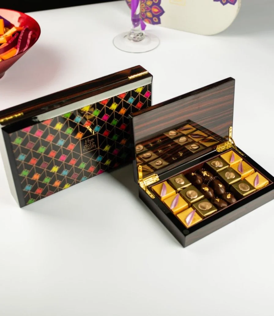 VIP Diwali Wooden Box with chocolates and Chocolate Dates By The Date Room 