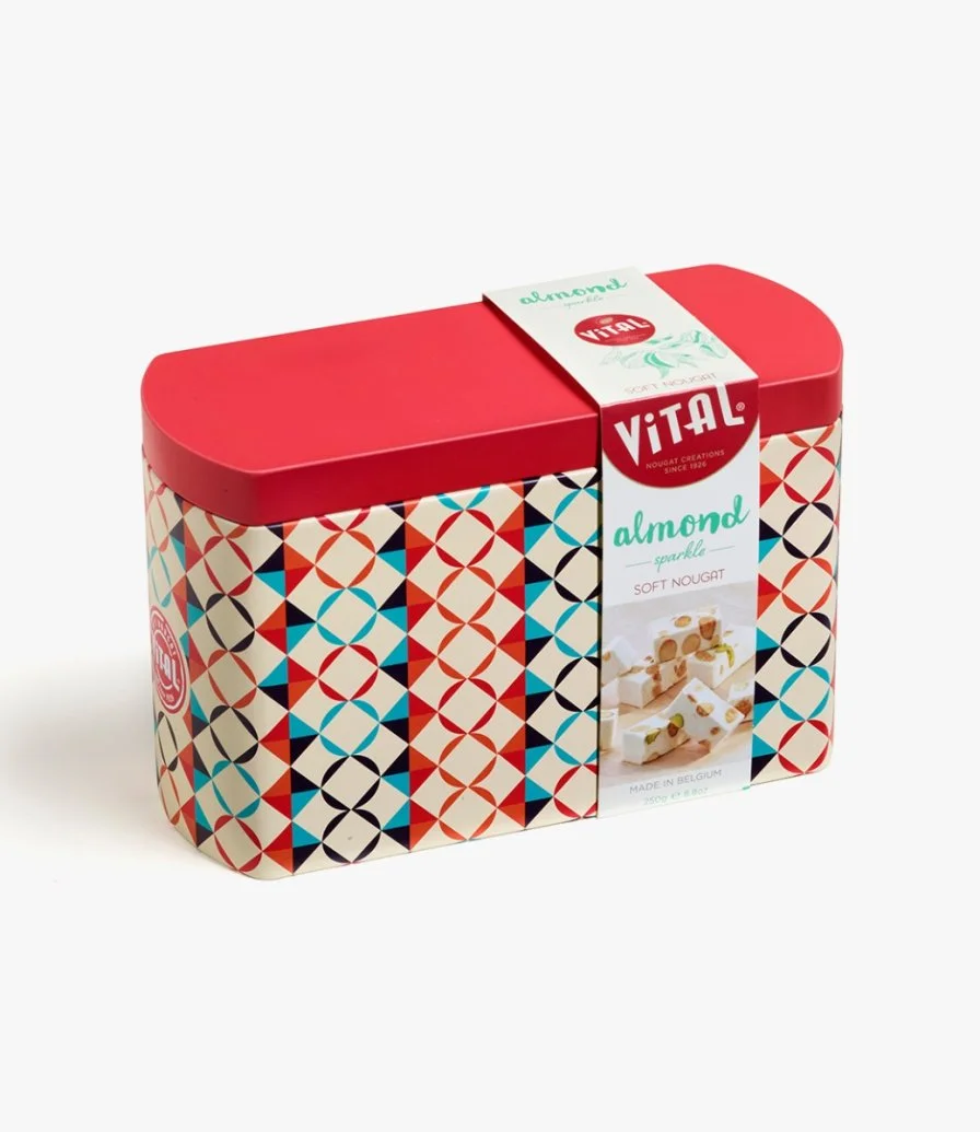Vital Almond Sparkle Soft Nougat Tin Box by Candylicious