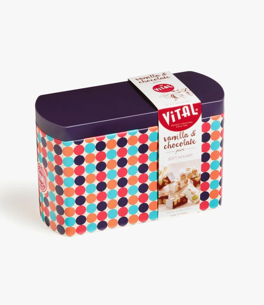 Vital Vanilla and Chocolate Pure Soft Nougat Tin Box