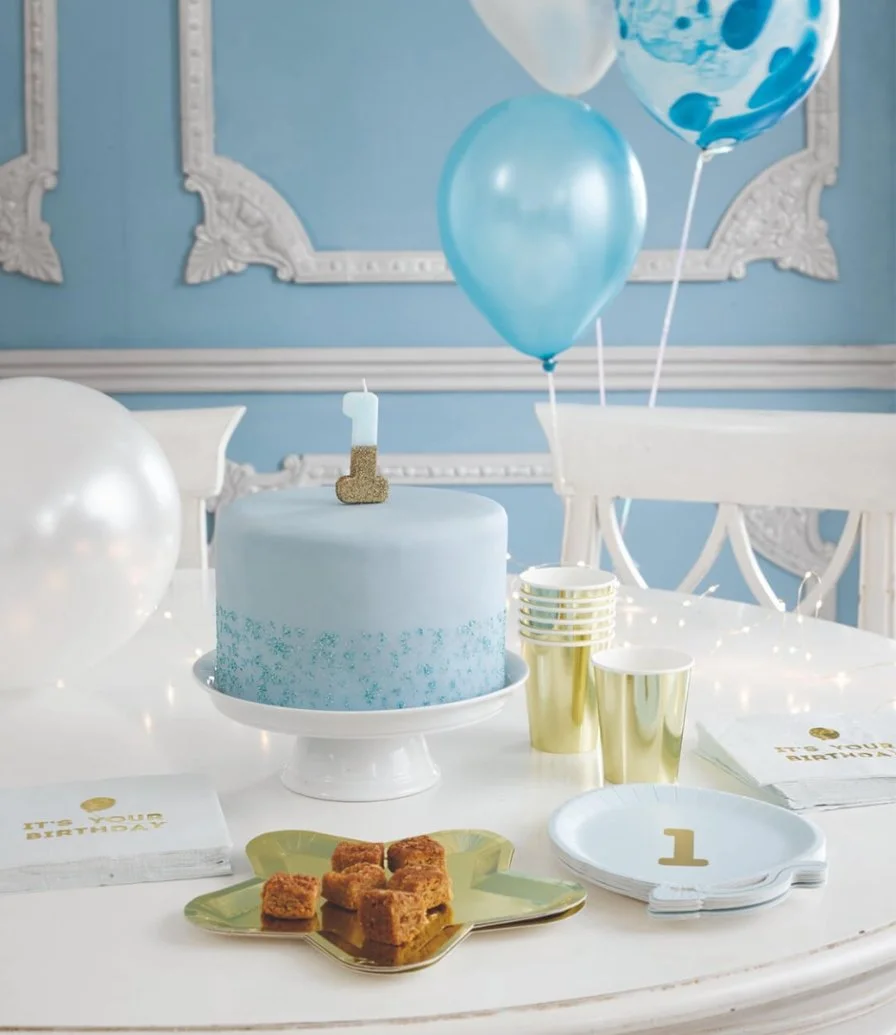 We Heart Birthday Glitter Number Blue Candle '8' by Talking Tables