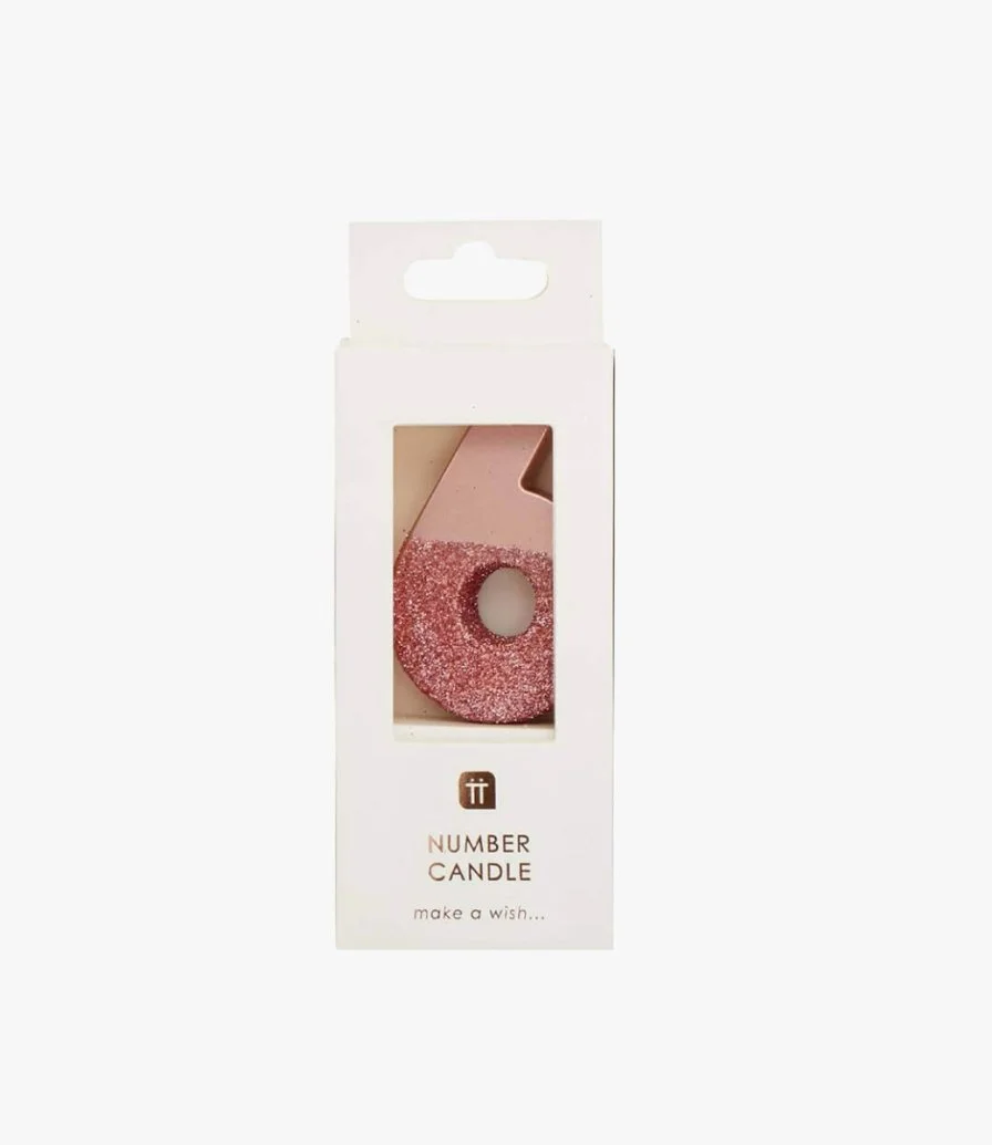 We Heart Birthday Glitter Number Rose Gold Candle '6' by Talking Tables
