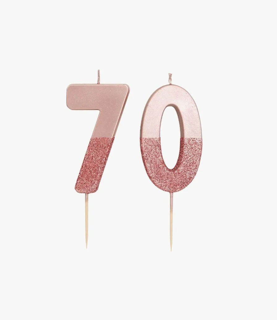We Heart Birthday Glitter Number Rose Gold Candle '7' by Talking Tables