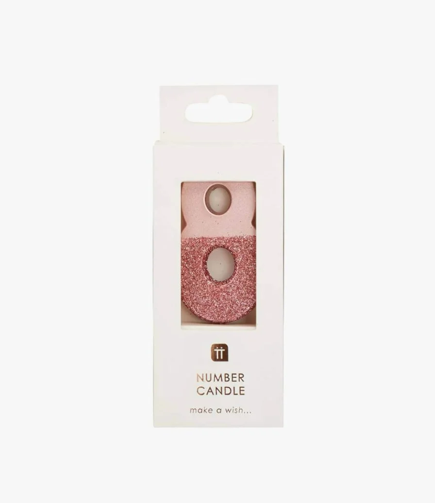 We Heart Birthday Glitter Number Rose Gold Candle '8' by Talking Tables