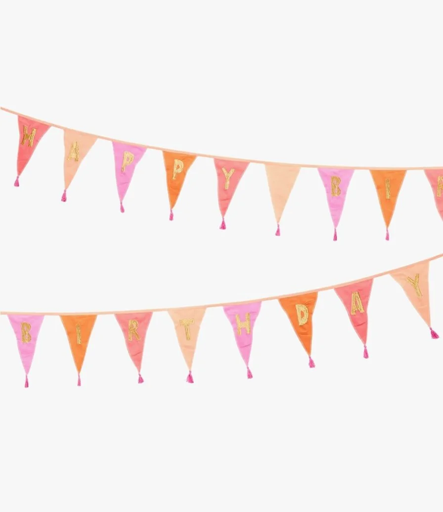 We Heart Birthday Pink Fabric Bunting 3meters by Talking Tables