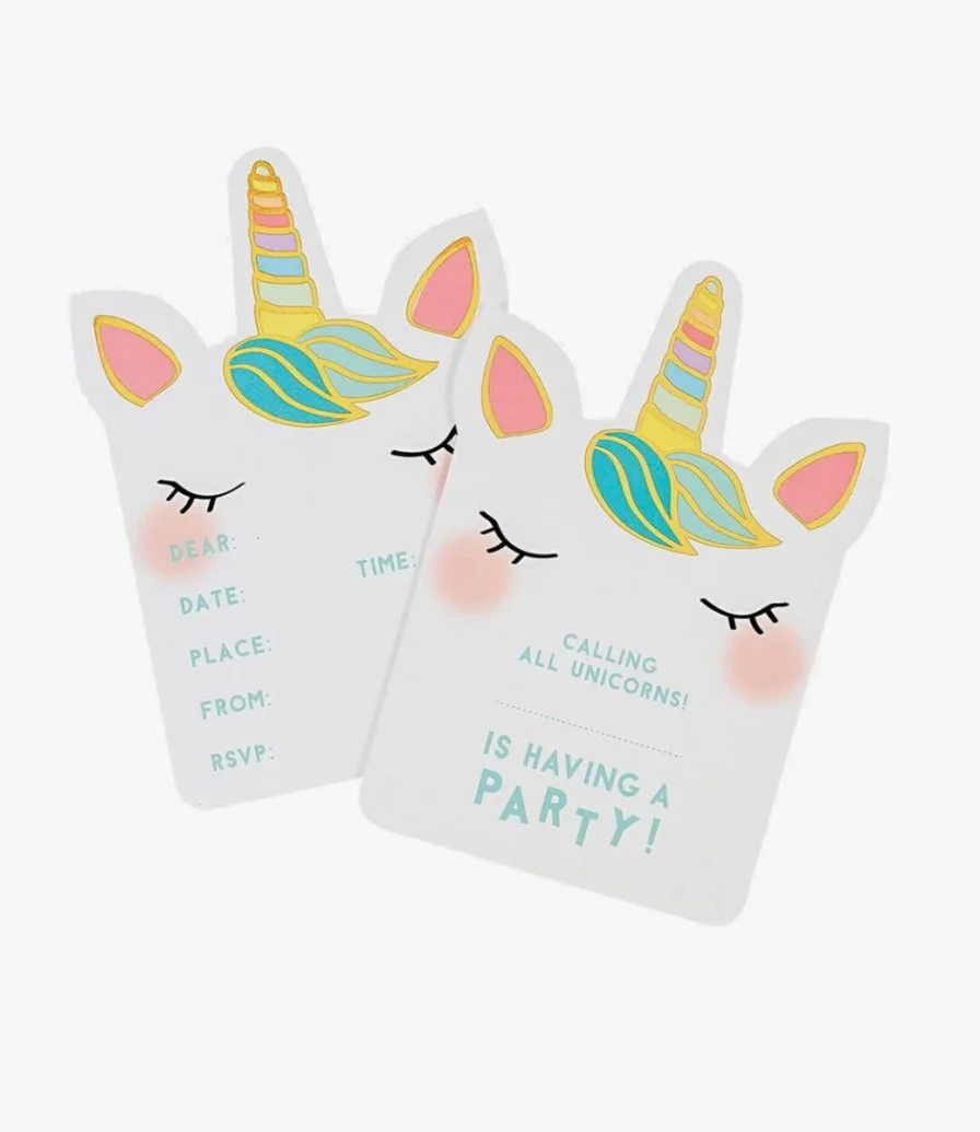 We Heart Unicorn Invitation 8pc Pack by Talking Tables