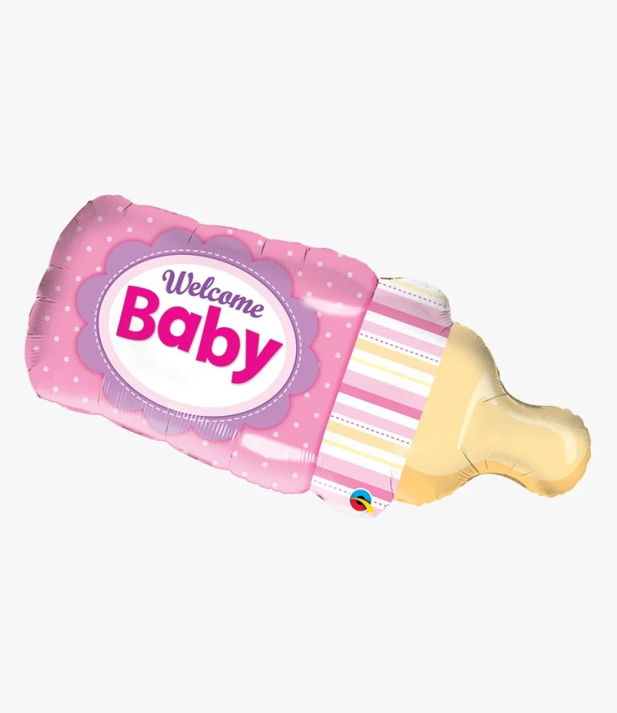 Welcome Baby Bottle Pink Balloon