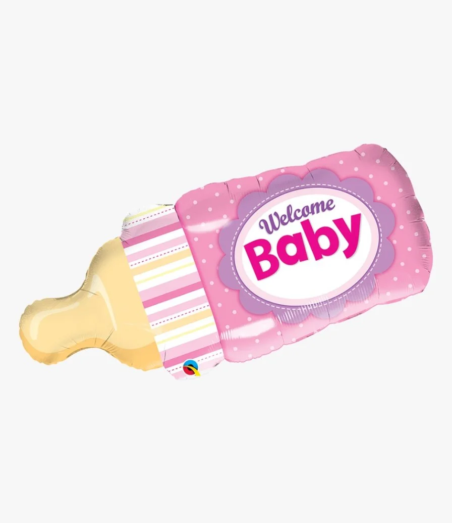 Welcome Baby Bottle Pink Balloon