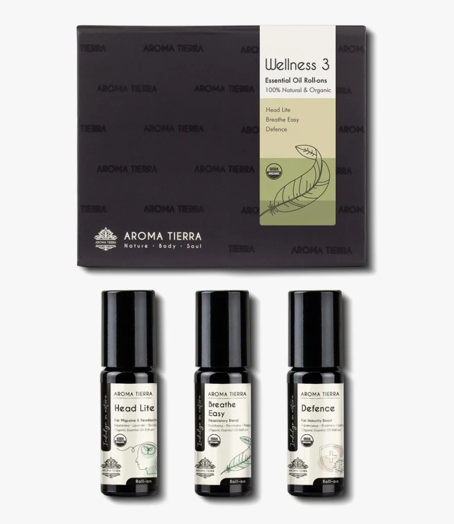 Wellness 3 Essential Oil Roll-on Gift Set by Aroma Tierra