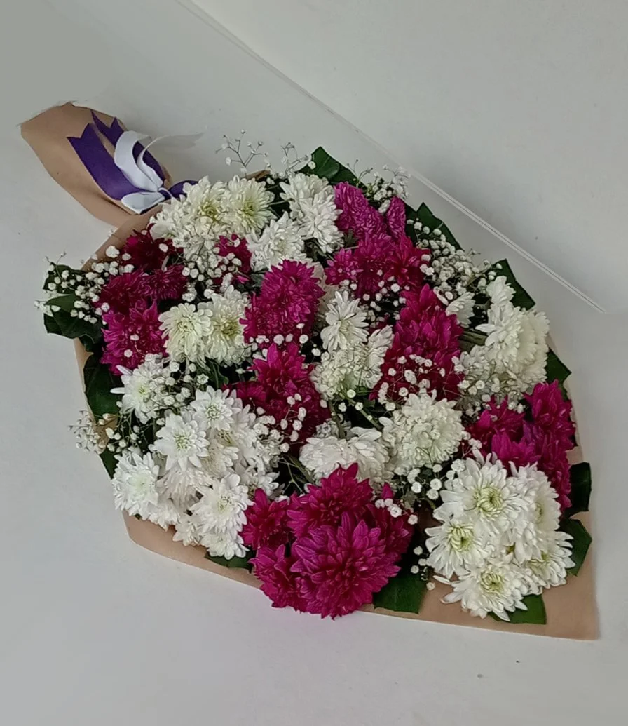 White and Purple Chrysanthemums Front Design