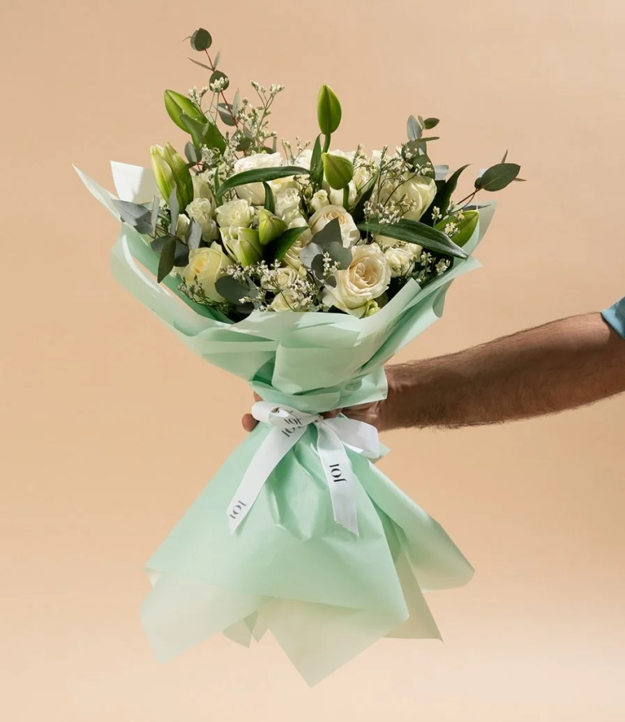 White Baby Rose Hand Bouquet