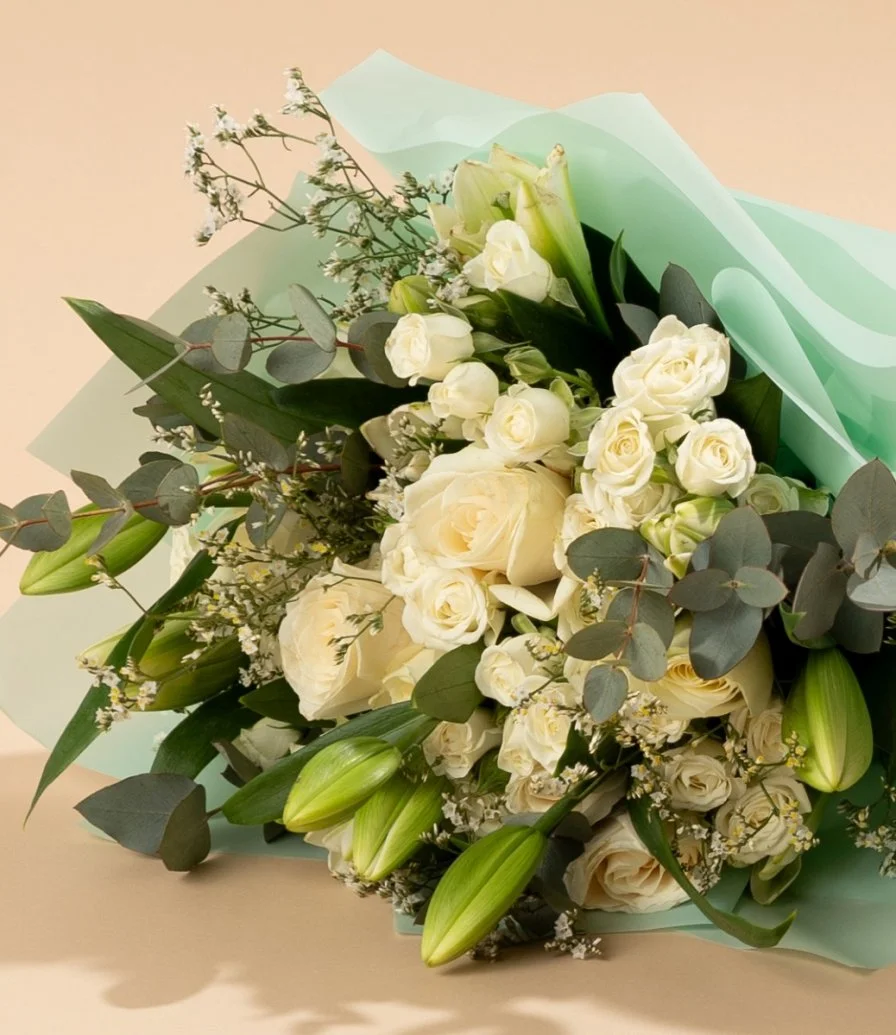 White Baby Rose Hand Bouquet