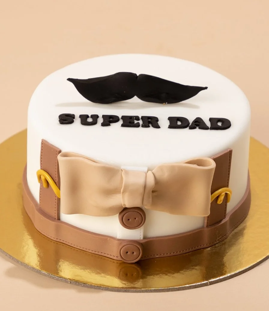 White Elegance Vase with Super Dad Cake by Helen's Bakery