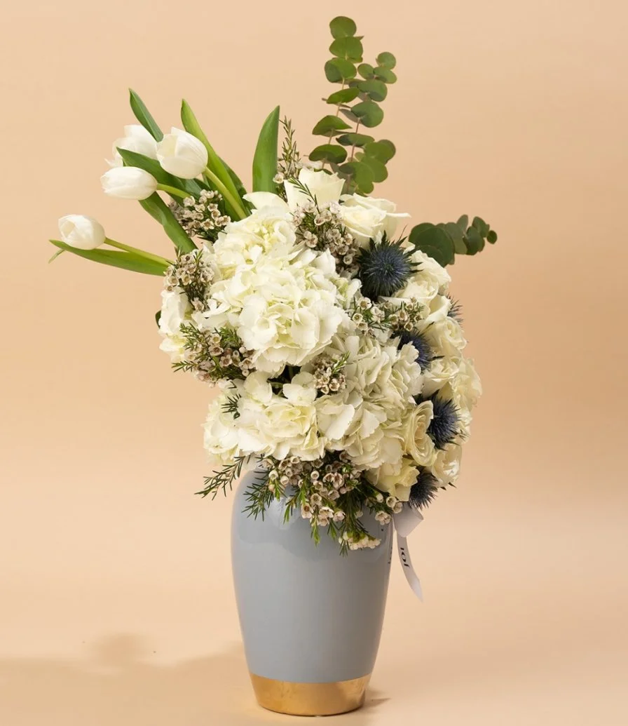 White Flowers Vase