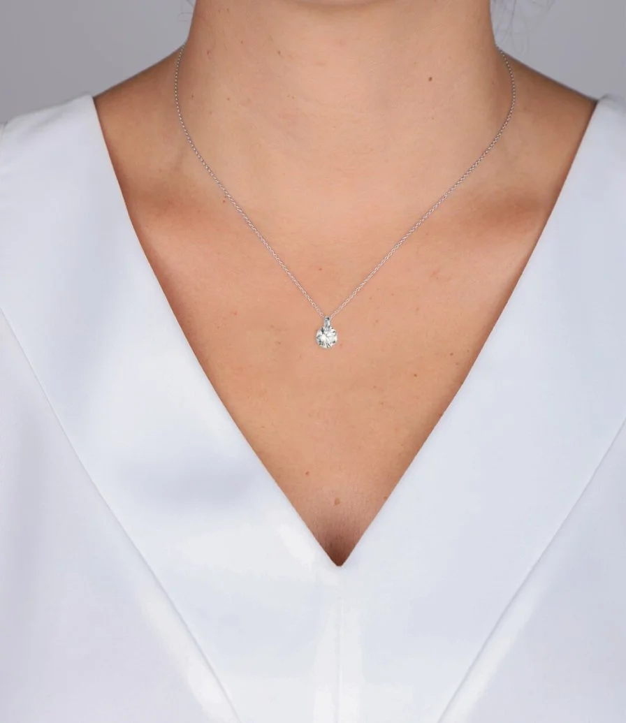 White Gold Necklace with a Diamond by Aroy