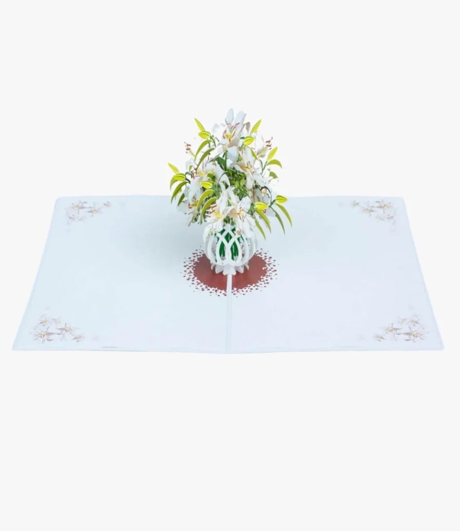 الزنابق البيضاء - بطاقة ثلاثية الأبعاد من أبرا كاردس
