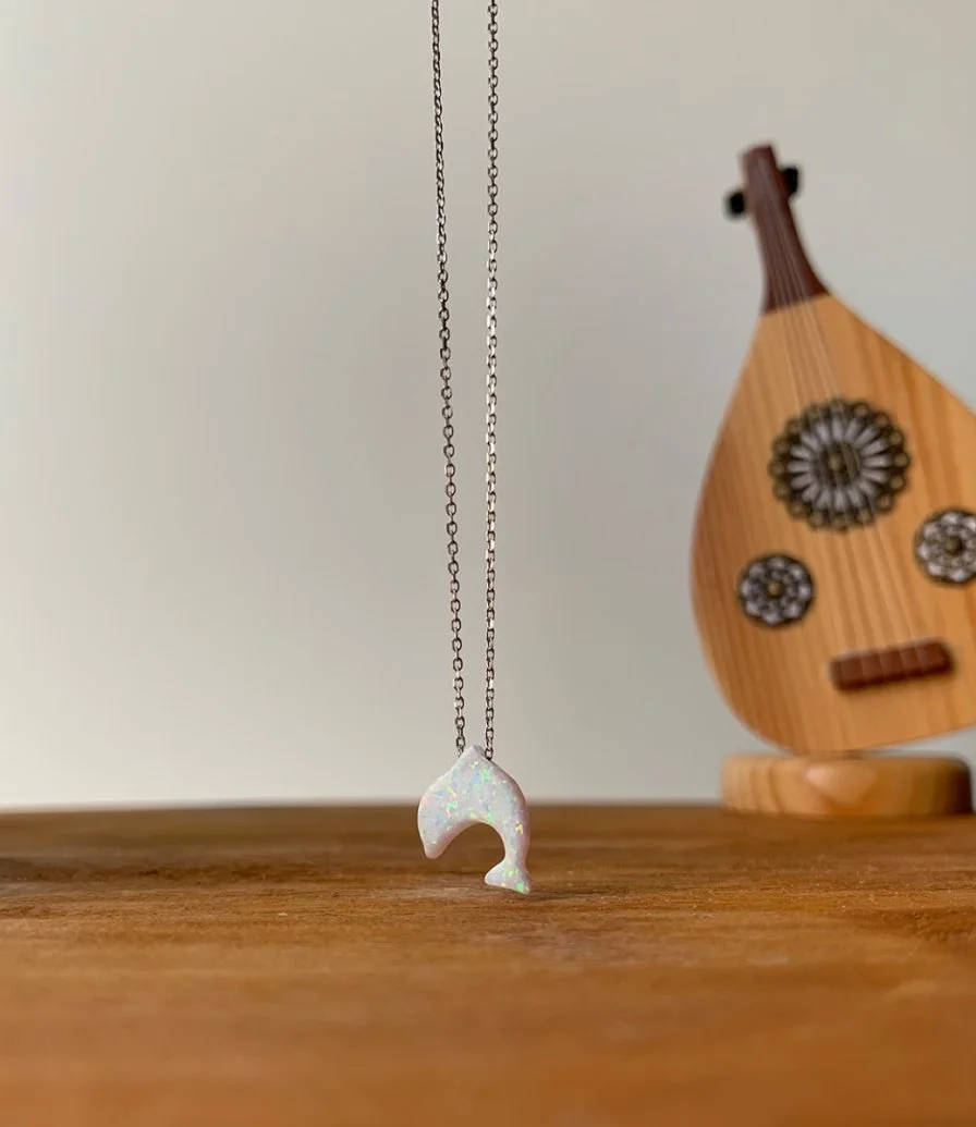 White Opal Dolphin Necklace