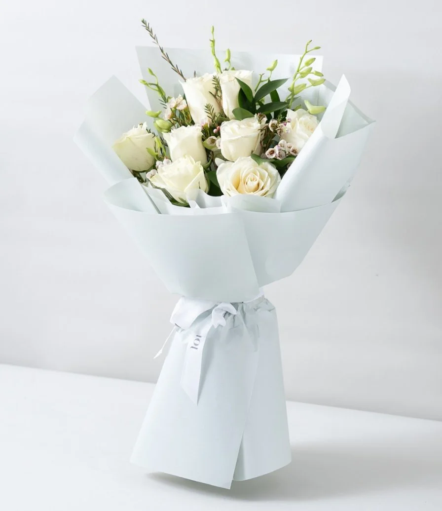 White Orchid Elegance Hand Bouquet