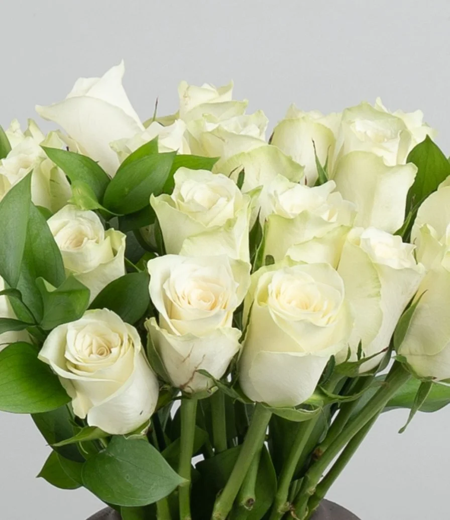 White Roses Unique Vase Flower Arrangement