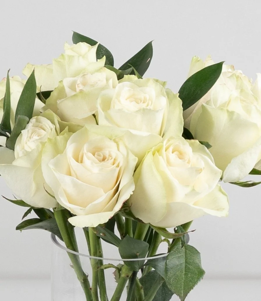 White Snow Roses Arrangement