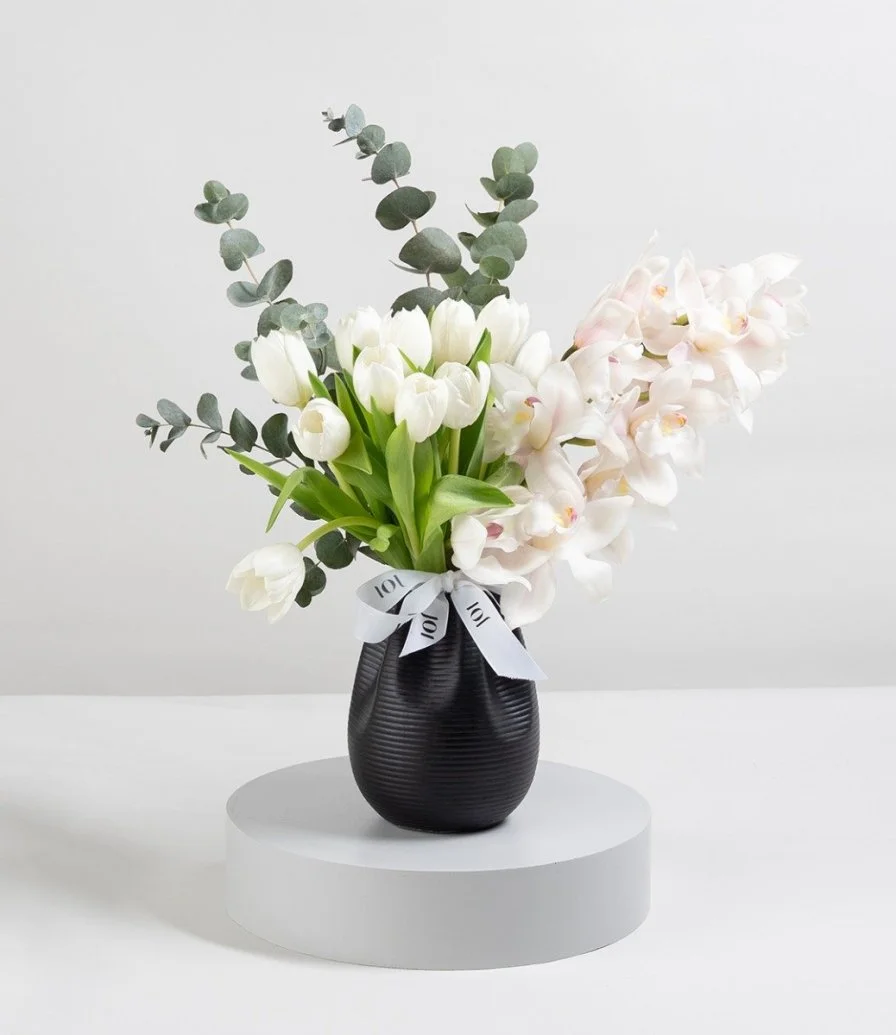 White Tulip Mix Flower Arrangement