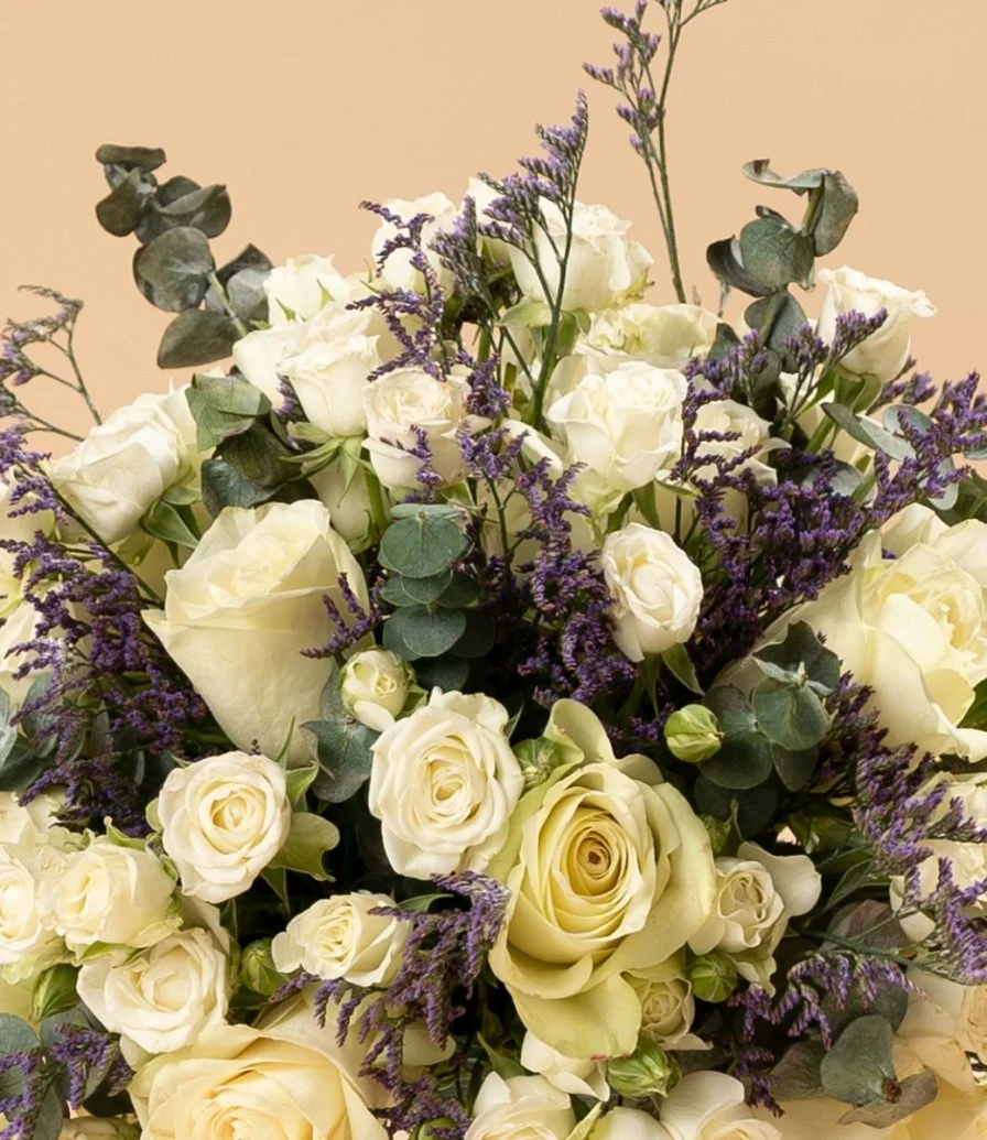 White with Splash of Purple Flower Arrangement