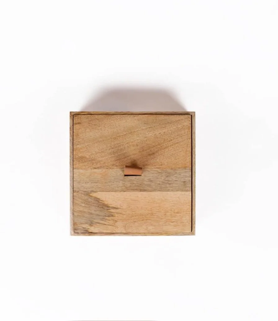 Wooden Box With Leather Handle-Square By Blends