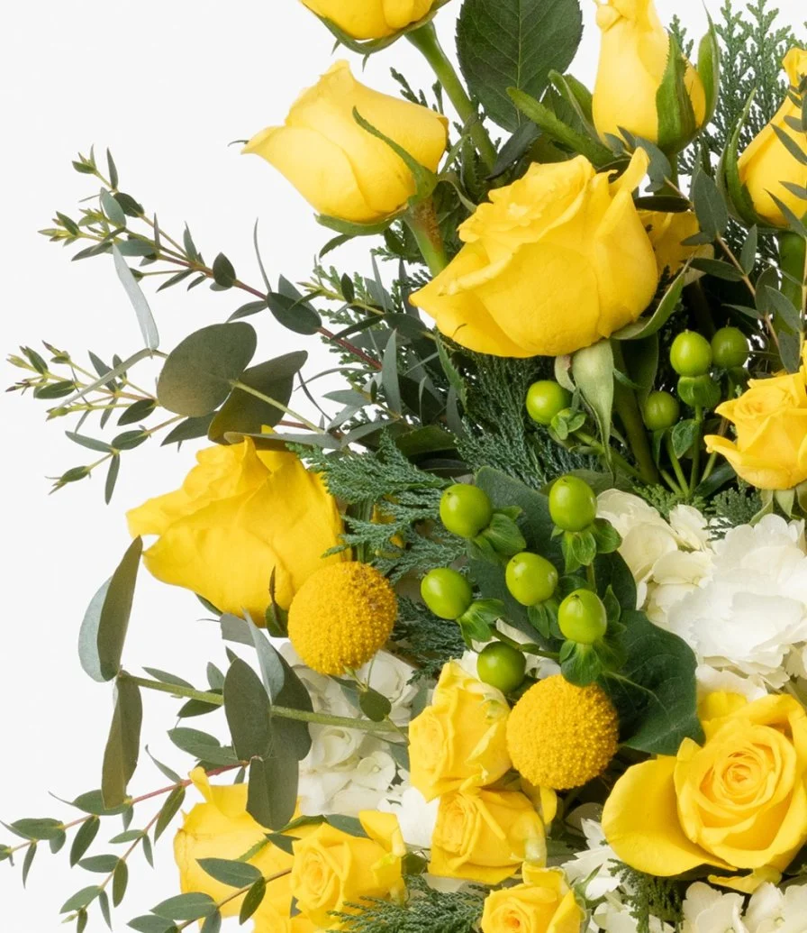 Yellow Luxury Flower Arrangement & Hand Cleaning with Color Gift Card by SBS Spa Bundle