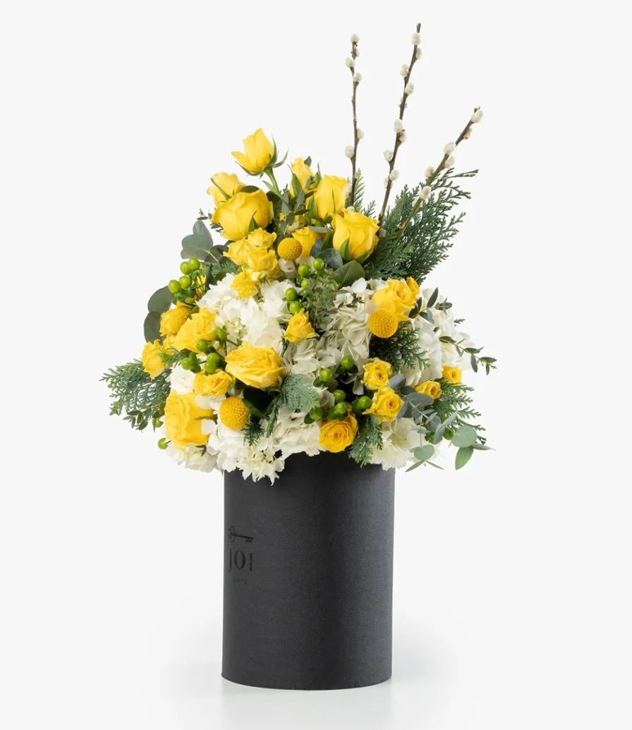 صندوق زهور فخامة الاصفر