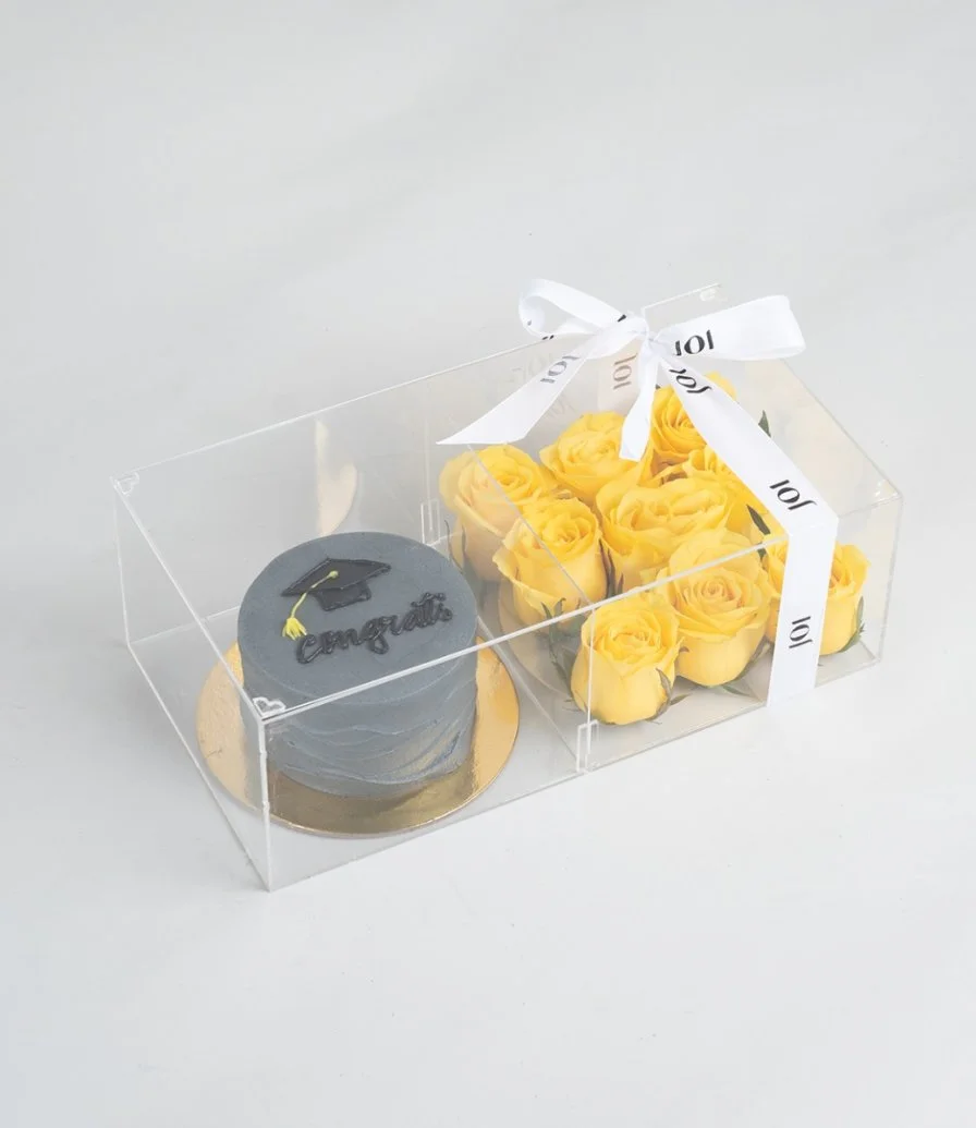 Yellow Roses and a graduation cake Bundle 