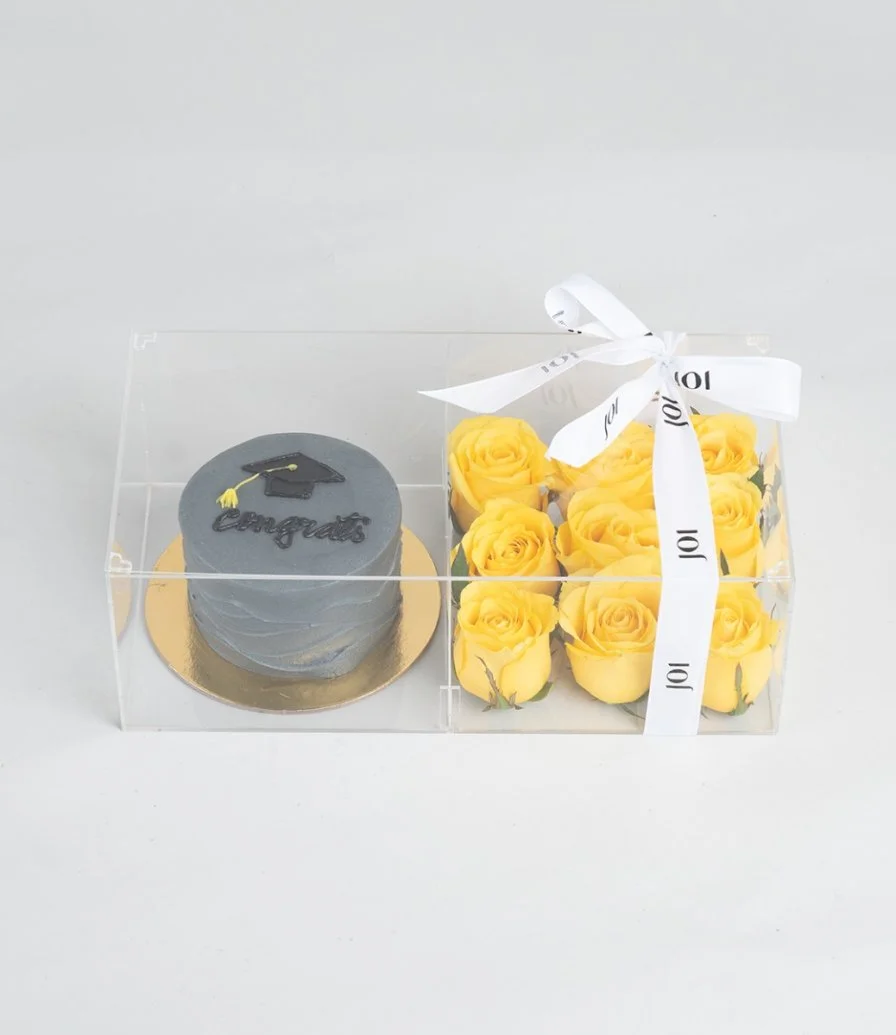 Yellow Roses and a graduation cake Bundle 