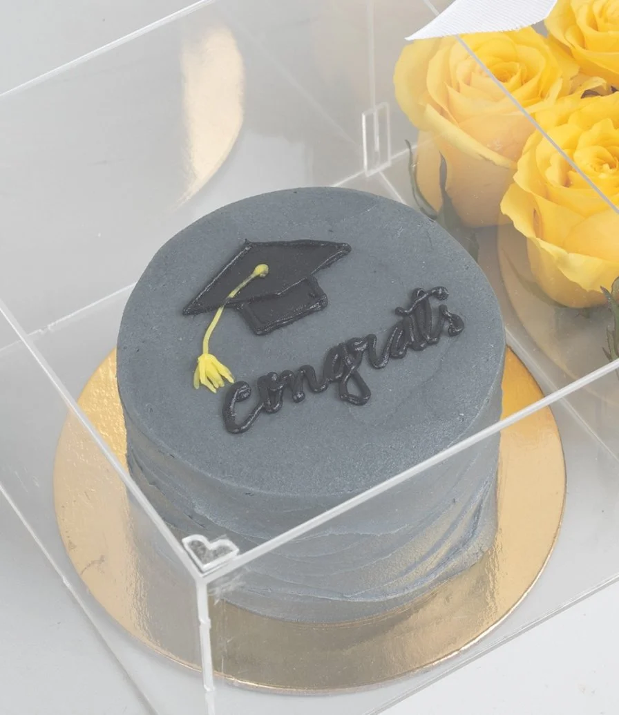 Yellow Roses and a graduation cake Bundle 