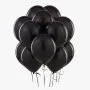 12 Black Helium Latex Balloons