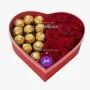Red Heart Box with Chocolate & Roses 