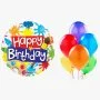 Happy Birthday Art Balloon and 6 Colorful Balloons