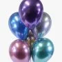 6 Rainbow Surprise Chrome Latex Balloons