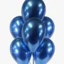 6 Blue Chrome Latex Balloons