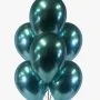 6 Green Chrome Latex Balloons