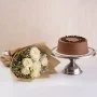 Mocha Cake & White Roses Bouquet by Sugar Daddy's Bakery 