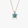 Gold-Plated Turtle Necklace With Blue Colored Zircon Beads by NAFEES